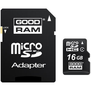 Card Goodram MicroSDHC 16GB Class 4 cu adaptor