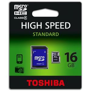 Card Toshiba Micro SDHC 16GB Clasa 4 + Adaptor SD SD-C16GJ