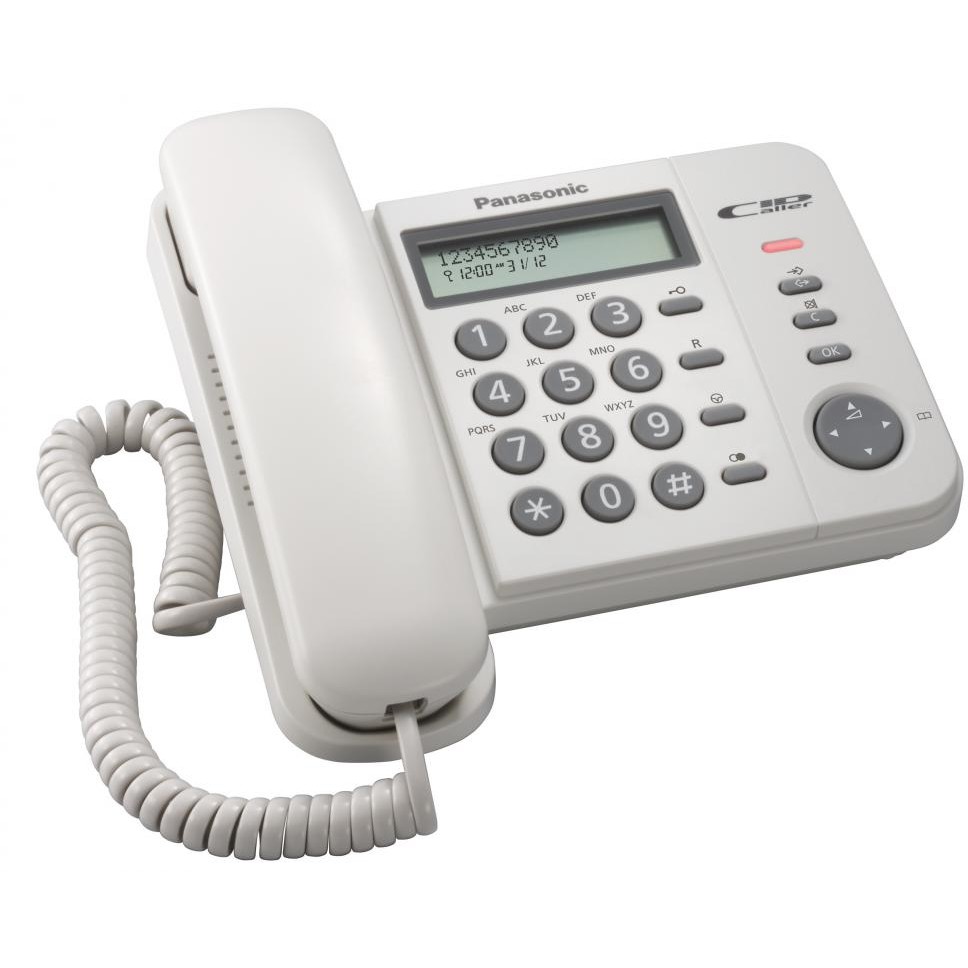 Telefon Analogic cu Fir KX-TS560FXW Display LCD Caller ID Alb thumbnail