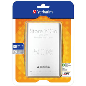 Hard disk extern Verbatim Store n Go Ultra Slim 500GB 2.5 inch USB 3.0 Silver