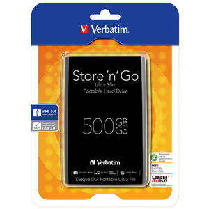 Hard disk extern Verbatim Store n Go Ultra Slim 500GB 2.5 inch USB 3.0 Black