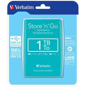 Hard disk extern Verbatim Store n Go 1TB 2.5 inch USB 3.0 Silvertree Green