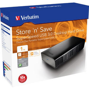 Hard disk extern Verbatim Store n Save 1TB 3.5 inch USB 3.0 Black