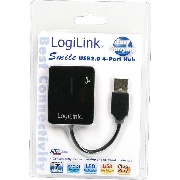 Hub USB Logilink UA0139 USB 2.0 4 porturi Smile Black — imaginea 2