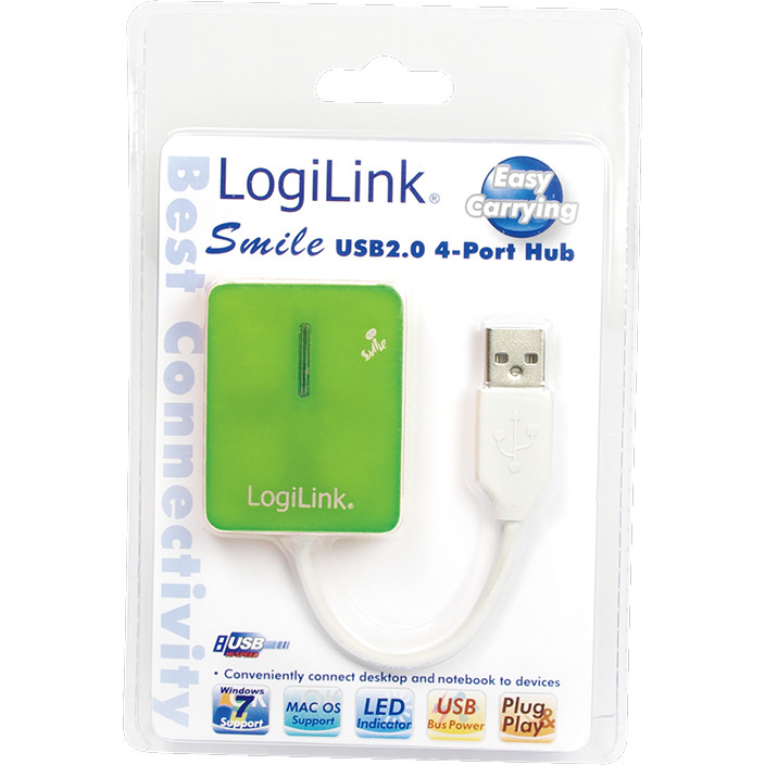 Hub USB Logilink UA0138 USB 2.0 4 porturi Smile Green — imaginea 2