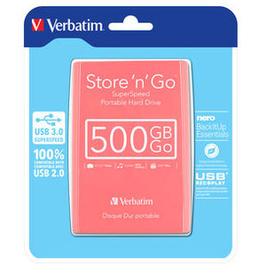Hard disk extern Verbatim Store n Go 500GB 2.5 inch USB 3.0 Pink