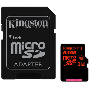 Card Kingston microSDXC 64GB Clasa 10 UHS-I U3 cu adaptor SD
