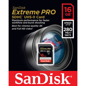 Card Sandisk Extreme Pro SDHC UHS-II U3 16GB Class 10