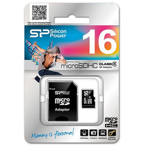 Card Silicon Power microSDHC 16GB Clasa 4 cu adaptor SD