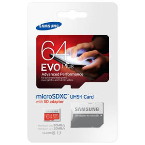 Card Samsung microSDXC EVO Plus 64GB Clasa 10 UHS-I 80MB/s +Adaptor