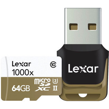 Card microSDXC 64GB Clasa 10 UHS-II 150MB/s cu adaptor USB 3.0 thumbnail
