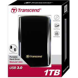 Hard disk extern Transcend StoreJet 25D3 1TB 2.5 inch USB 3.0 Black