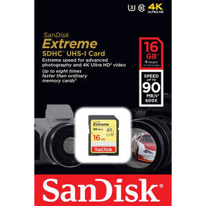 Card Sandisk Extreme SDHC 90Mbs UHS-I U3 16GB Clasa 10