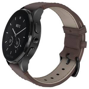 Smartwatch Vector Luna Brushed Black / Dark Brown Leather strap Small