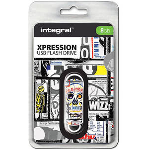 Memorie USB Integral Xpression Pot Art Skull Multicolor 8GB USB 2.0