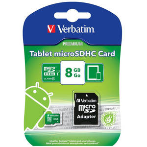 Card Verbatim microSDHC Tablet 8GB Clasa 10 UHS-I U1 Green cu adaptor SD