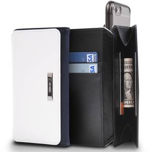 Husa Ringke Wallet alb / albastru plus folie protectie display pentru Apple iPhone 6 / 6S