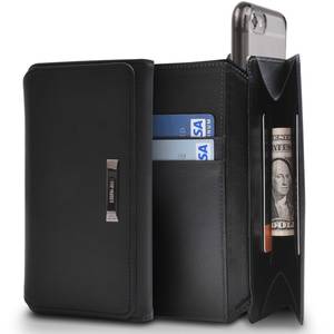 Husa Ringke Wallet neagra plus folie protectie display pentru Apple iPhone 6 / 6S