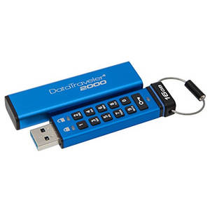 Memorie USB Kingston DataTraveler 2000 16GB AES Encryption USB 3.0 Blue