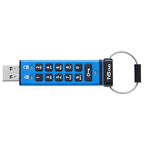 Memorie USB Kingston DataTraveler 2000 16GB AES Encryption USB 3.0 Blue