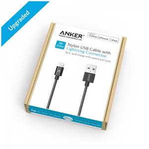Cablu de date Anker Premium USB Nylon 0,91 metri Apple official MFi Negru