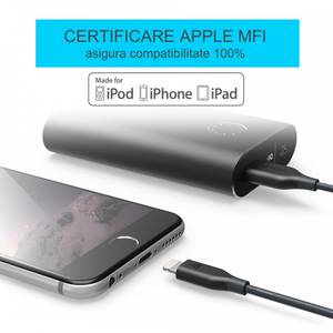 Cablu de date Anker PowerLIne Apple official 1,8 metri MFi Gri