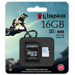 Card Kingston Action microSDHC 16GB Clasa 10 UHS-I U3 90Mbs cu adaptor SD