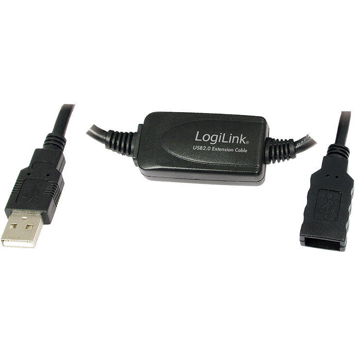 Cablu Logilink UA0143 Repeater USB 2.0 A Male - USB 2.0 A Female 10m negru