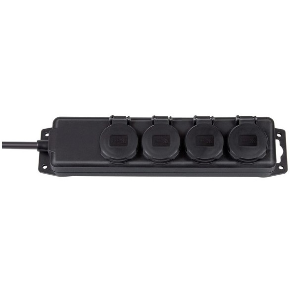 Prelungitor 151766 IP44 4 prize 2m negru