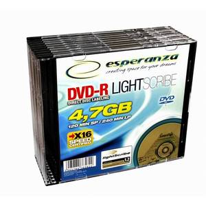 Mediu optic Esperanza DVD-R 4.7GB 16x 10 bucati printabil carcasa