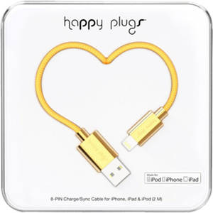 Cablu de date Happy Plugs Deluxe Lightning 2m auriu