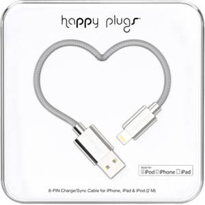 Cablu de date Happy Plugs Deluxe Lightning 2m argintiu