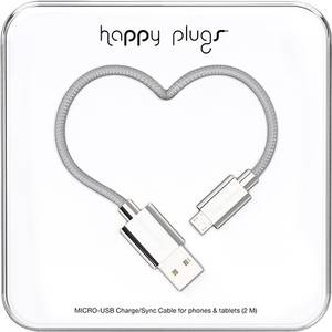 Cablu de date Happy Plugs microUSB 2m argintiu