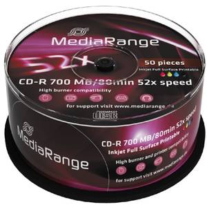 Mediu optic MediaRange CD-R 700MB 52x 50 bucati Printabil