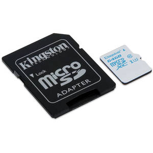 Card Kingston Action microSDXC 64GB Clasa 10 UHS-I U3 90Mbs cu adaptor SD
