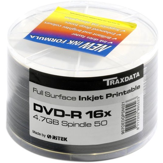 Mediu optic DVD-R 4.7GB 16x 50 bucati Printabil