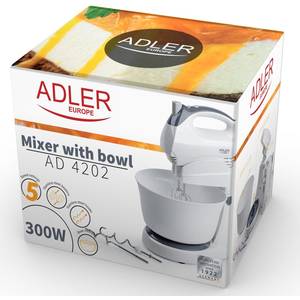 Mixer cu bol Adler AD4202 300W 5 viteze alb