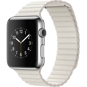 Smartwatch Apple Watch 42mm Stainless Steel Case White Leather Loop - Medium