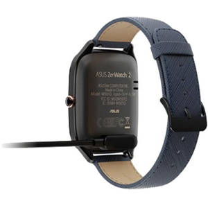 Smartwatch ASUS ZenWatch 2 WI501Q Carcasa Otel Inoxidabil Negru si Curea Piele Albastra