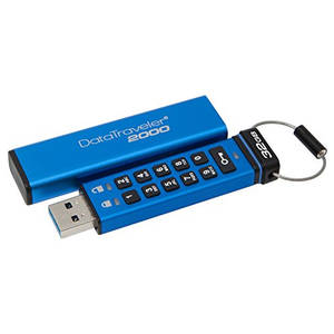 Memorie USB Kingston DataTraveler 2000 32GB AES Encryption USB 3.0 Blue