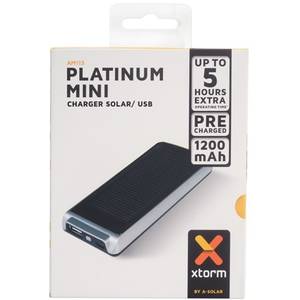 Acumulator extern XTorm AM113 Platinum Mini cu incarcare solara 1200 mAh Black