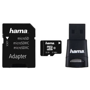 Card de memorie Hama microSDHC 32GB 22 Mbs Clasa 10 cu adaptor SD si card reader USB
