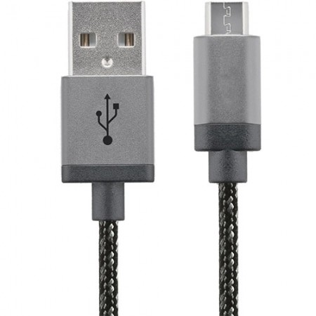 Cablu de date USB la Micro USB 0.3m Aluminiu Alb Negru thumbnail