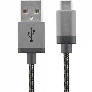 Cablu de date Star USB la Micro USB 0.3m Aluminiu Alb Negru