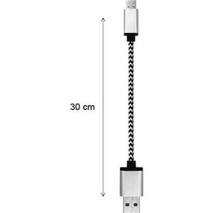 Cablu de date Star USB la Micro USB 0.3m Aluminiu Alb Negru