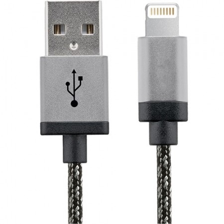 Cablu de date USB la Lightning 1m Aluminium Alb Negru thumbnail