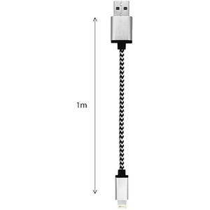 Cablu de date Star USB la Lightning 1m Aluminium Alb Negru
