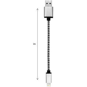 Cablu de date Star USB la Lightning 2m Aluminium Alb Negru