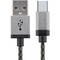 Cablu de date Star USB la USB-C 2m Aluminiu Alb Negru