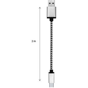 Cablu de date Star USB la USB-C 2m Aluminiu Alb Negru